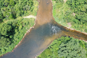 Confluência dos rios Cubatão e Quiriri. Fonte: Aerokiriri.