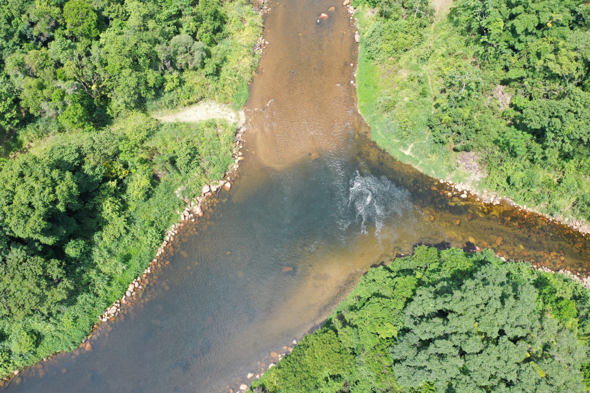 Confluência dos rios Cubatão e Quiriri. Fonte: Aerokiriri.